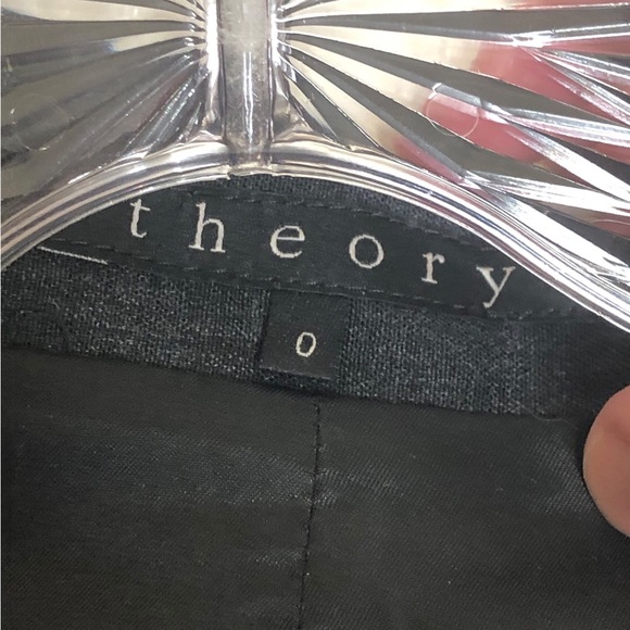 Theory Pin Stripe Blazer, Dark Gray, Single Button Closure, Size 0 - Picture 4 of 6